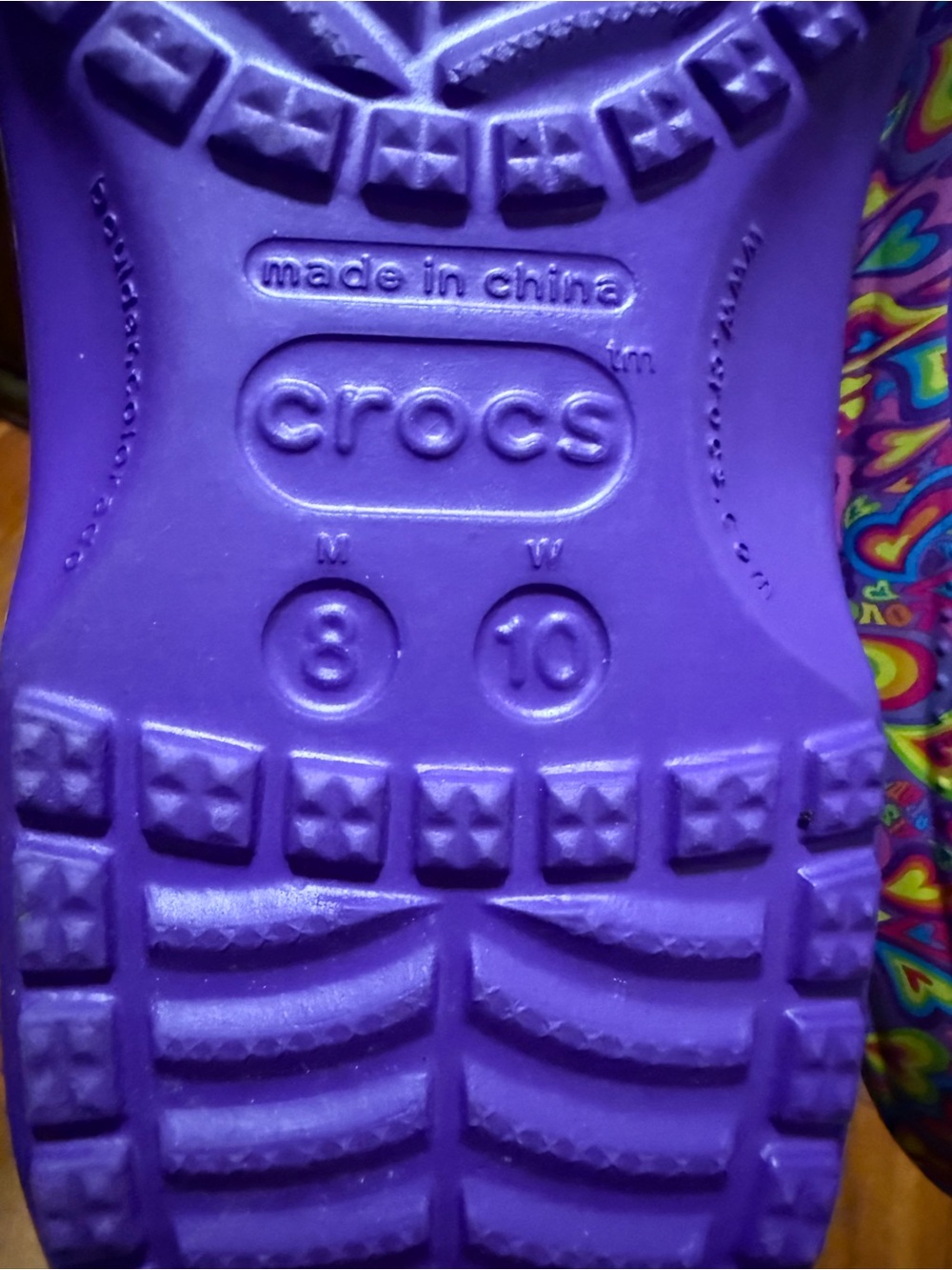Lisa frank crocs Purple Groove Heart-Print Clog Shoes - Picture 3 of 8